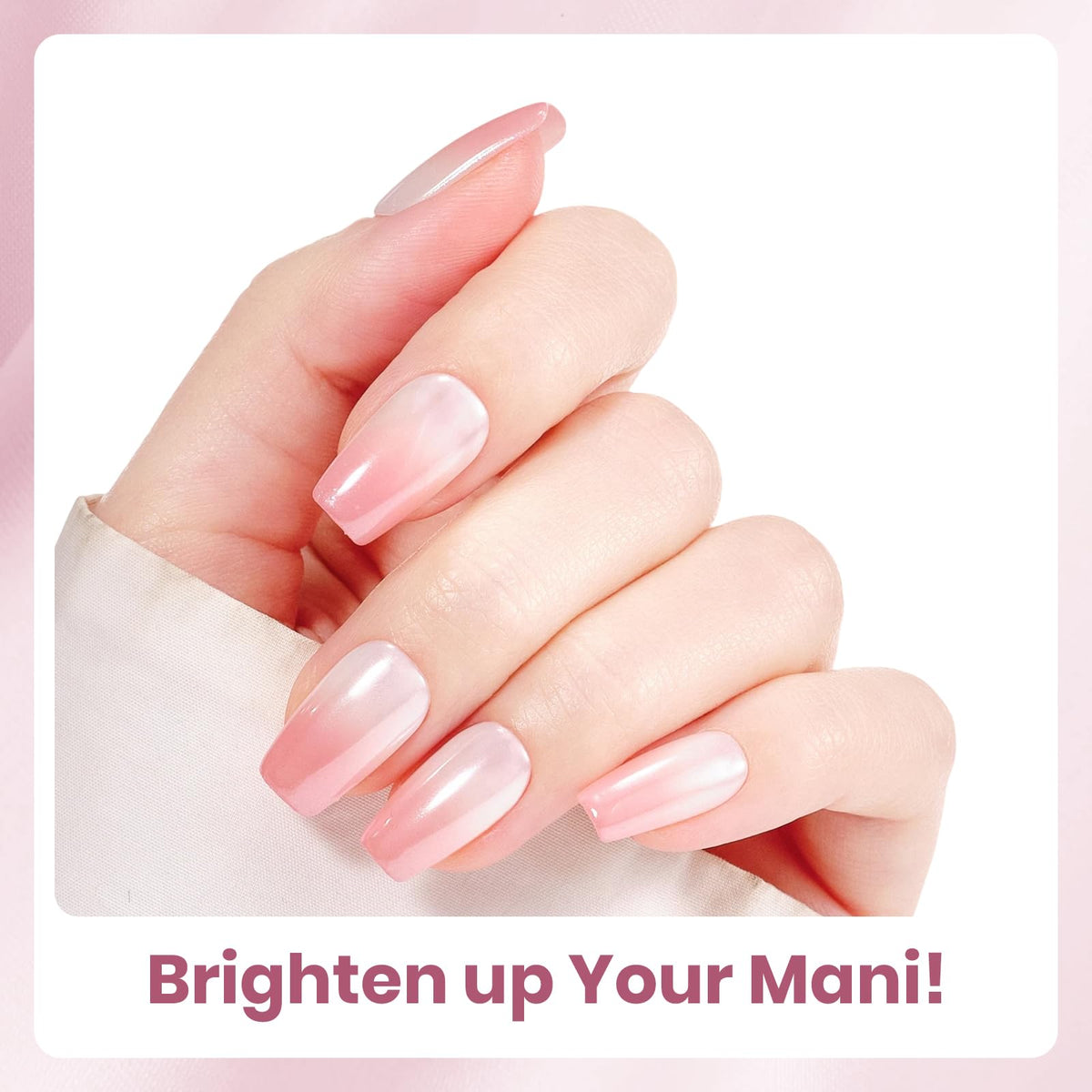 beetles polished nails on model hand showcasing natural-looking wearable finish benefit