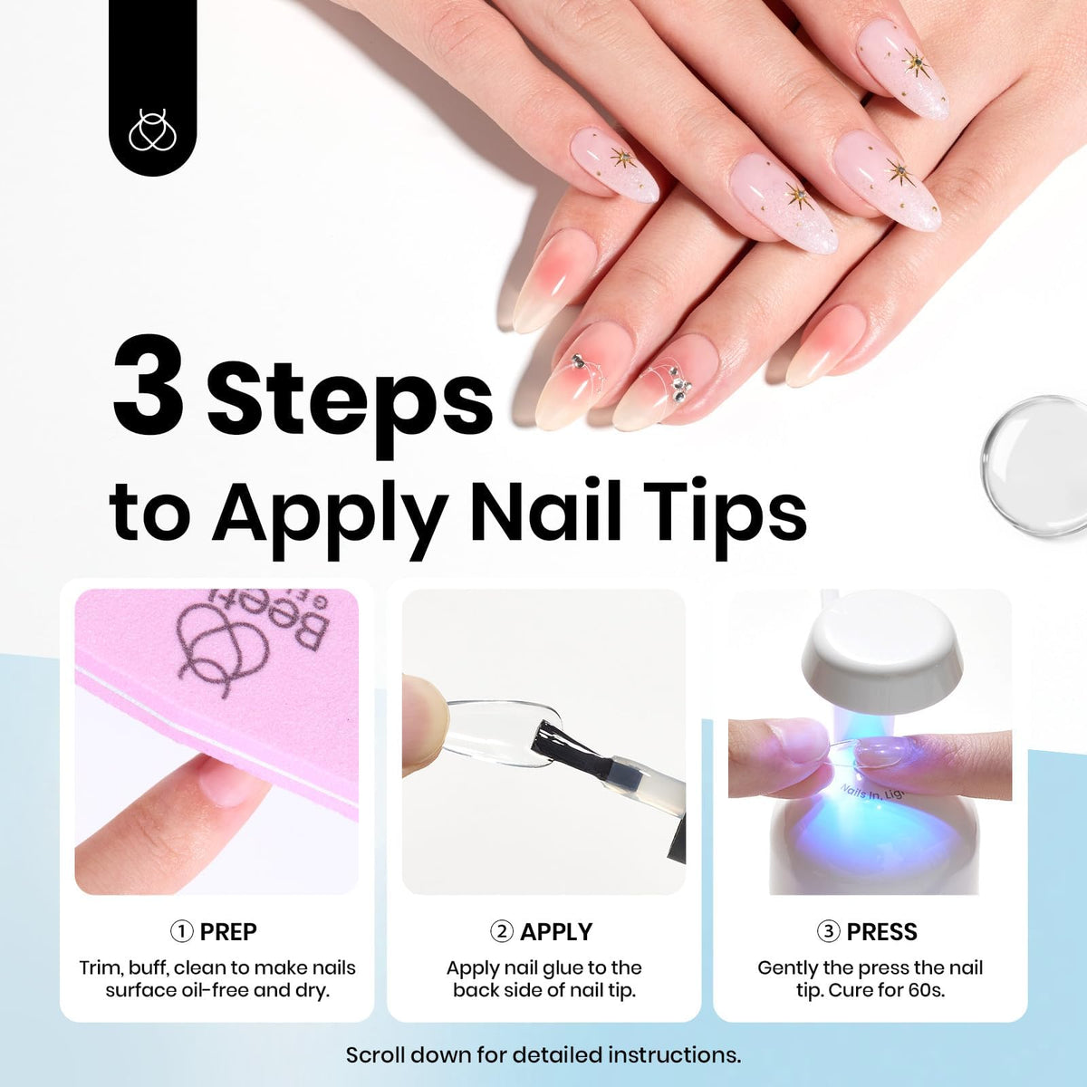 beetles gel polish being used to attach press-on nails for secure long-lasting hold