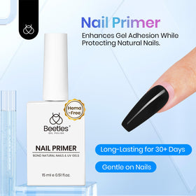 Beetles Gel Polish primer bottle close-up highlighting brush and nozzle for accurate, mess-free nail prepping