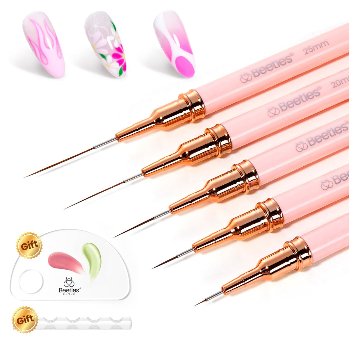 Beetles Gel Polish protective caps on brushes showing safeguarded tips for travel and storage