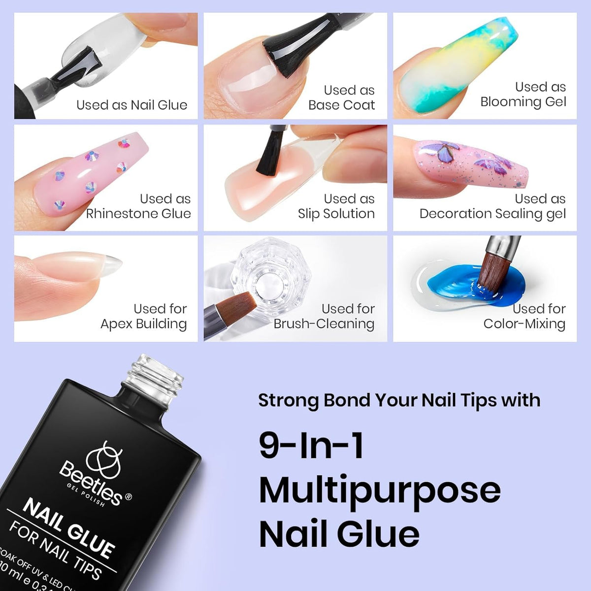 Beetles glue securing rhinestones illustrating strong adhesive hold benefit