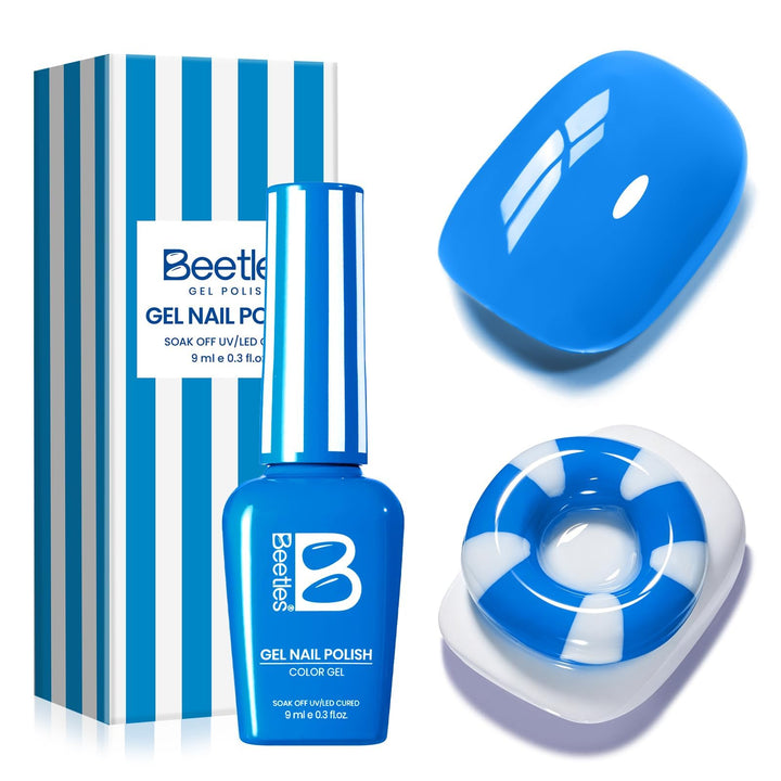 Beetles Gel Polish front bottle showing Riviera Rush navy color and easy identification benefit