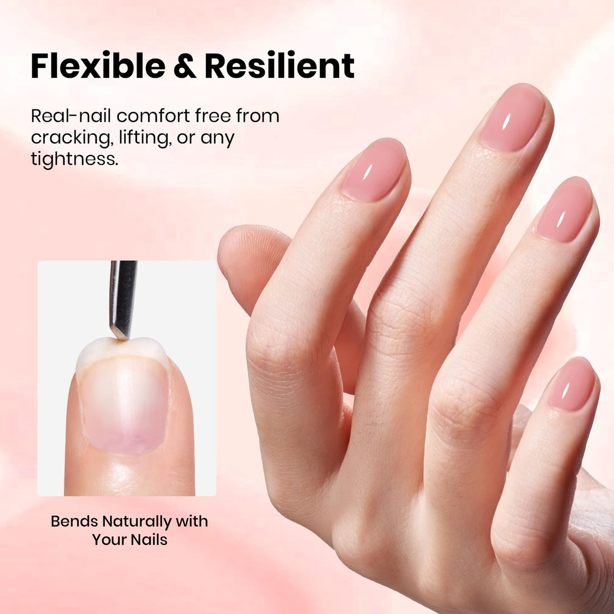 Beetles cured nail showing built apex and strengthened tip