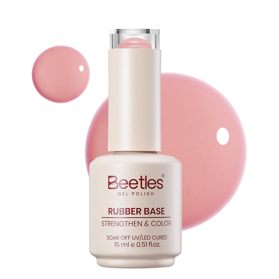 Beetles bottle front packaging showing rosy nude base for natural nails