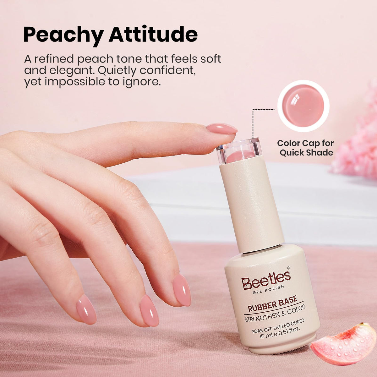 Beetles gel texture closeup demonstrating smooth self-leveling benefit