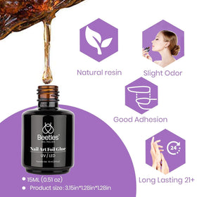 Beetles glue used during a salon-style manicure illustrating professional results