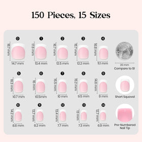 beetles size chart and labeled nails showing 15 sizes for accurate fit