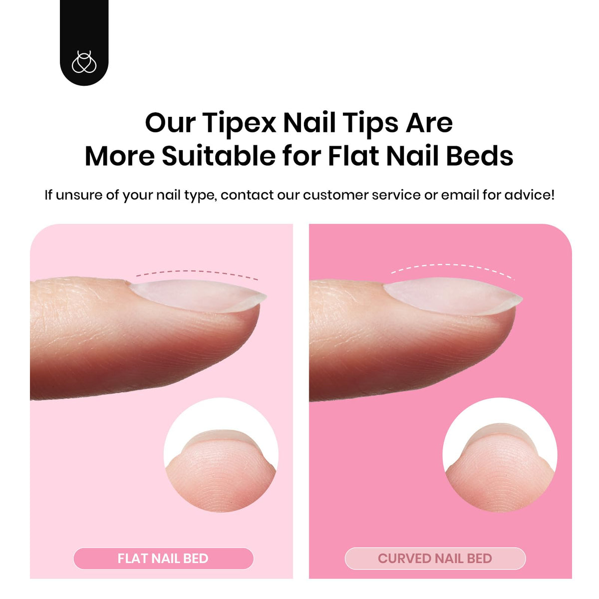 beetles Gel Polish tip next to fingertip for size and scale reference