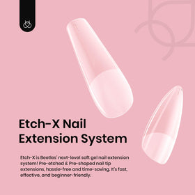 Beetles Gel Polish tips beside natural nail for scale, realistic length comparison benefit