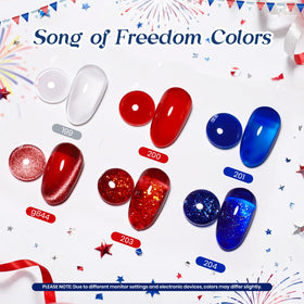 Beetles swatches on a nail wheel showing true red white blue shades
