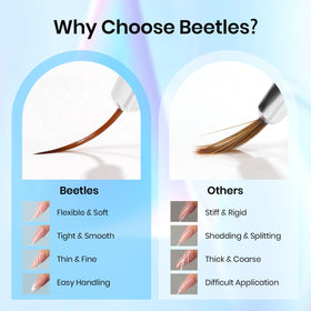 beetles size scale against a finger to show brush length options