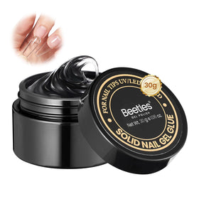 beetles Gel Polish pot front view showing clear solid nail glue gel for tidy storage