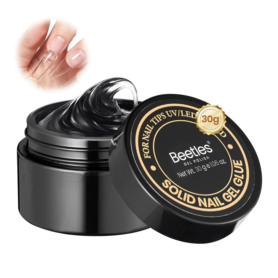 beetles Gel Polish pot front view showing clear solid nail glue gel for tidy storage