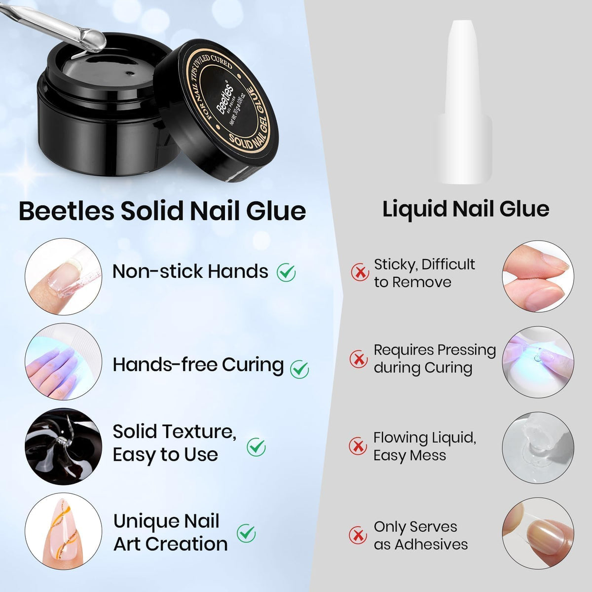 beetles Gel Polish jar in warm water illustrating softened gel for easier use