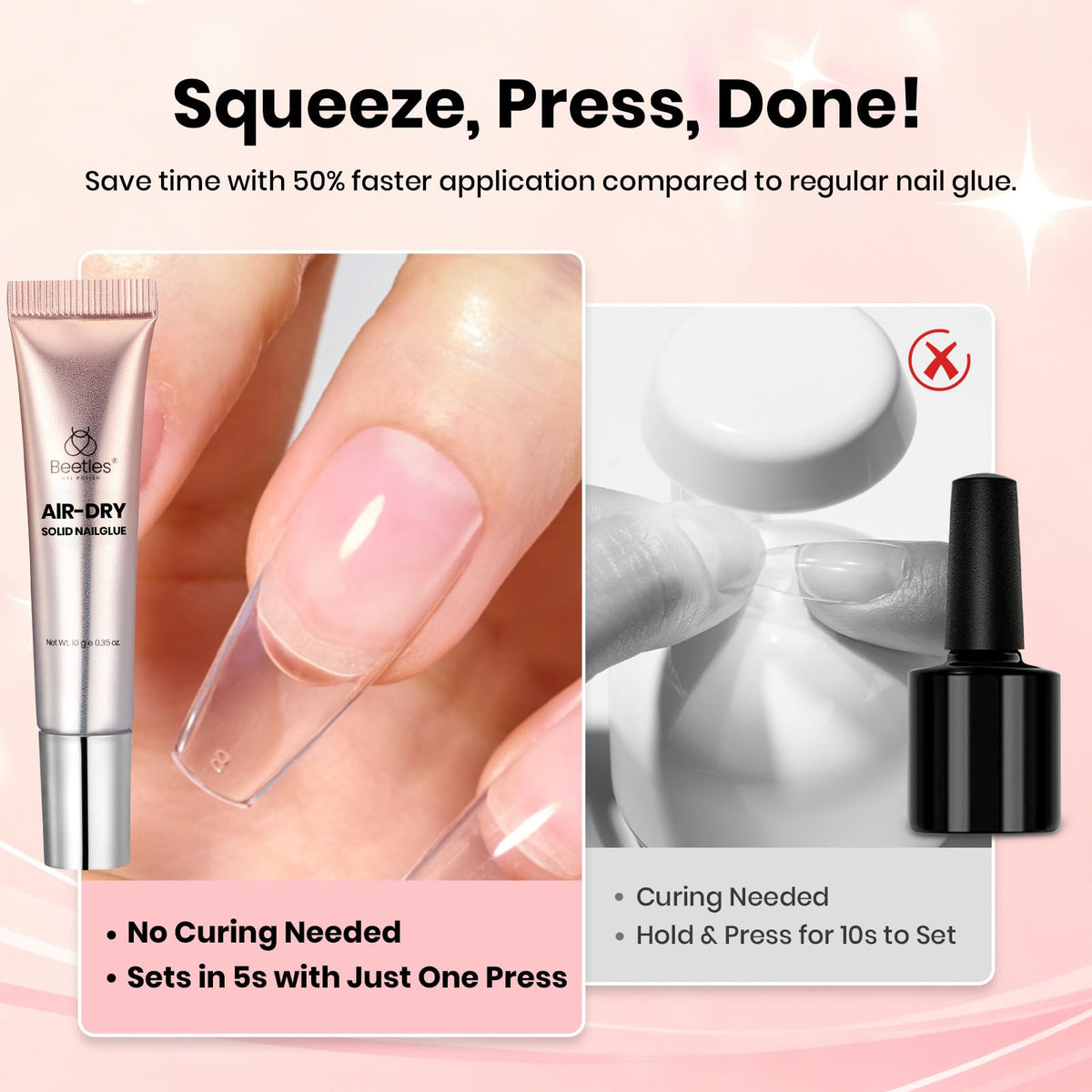 beetles squeeze-control tip detail, precise dispensing reduces overflow and bubbles