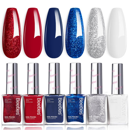 Beetles front packaging showing six patriotic polish colors for quick festive nails