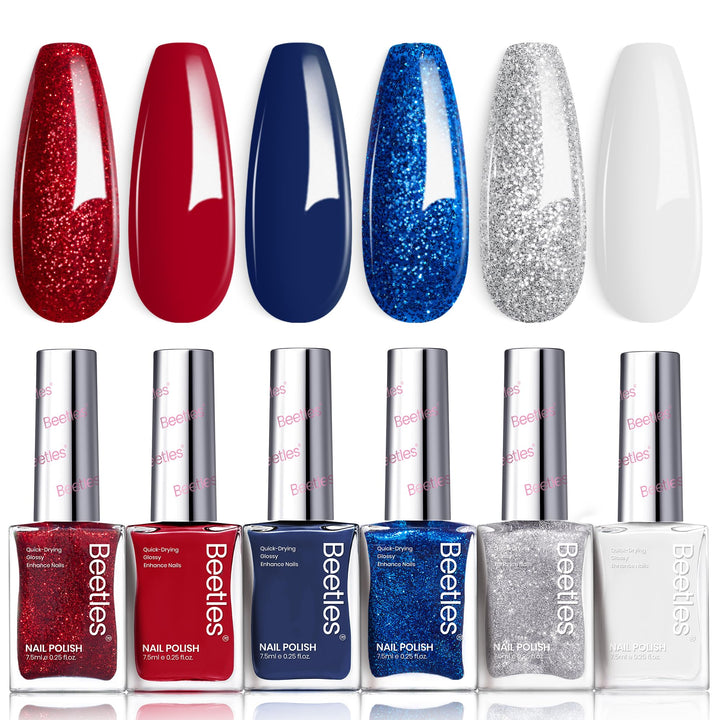 Beetles front packaging showing six patriotic polish colors for quick festive nails