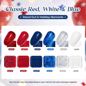 Beetles solid color swatch of classic red, white and blue for opaque coverage benefit
