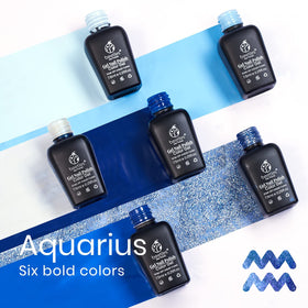 Beetles swatch cards displaying six blue shades, helps choose the perfect manicure