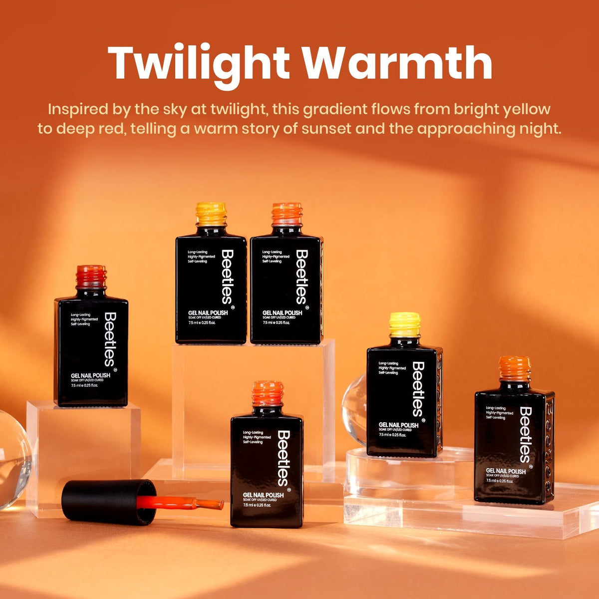 Beetles color swatches lined on white card showing gradient and easy color choices