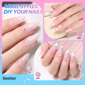 Beetles swatch strip displaying all eight jelly pink shades, color planning benefit