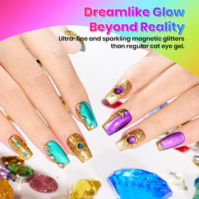 beetles nail-tip swatches fan displaying six Fairy Prism neon shades for color choice