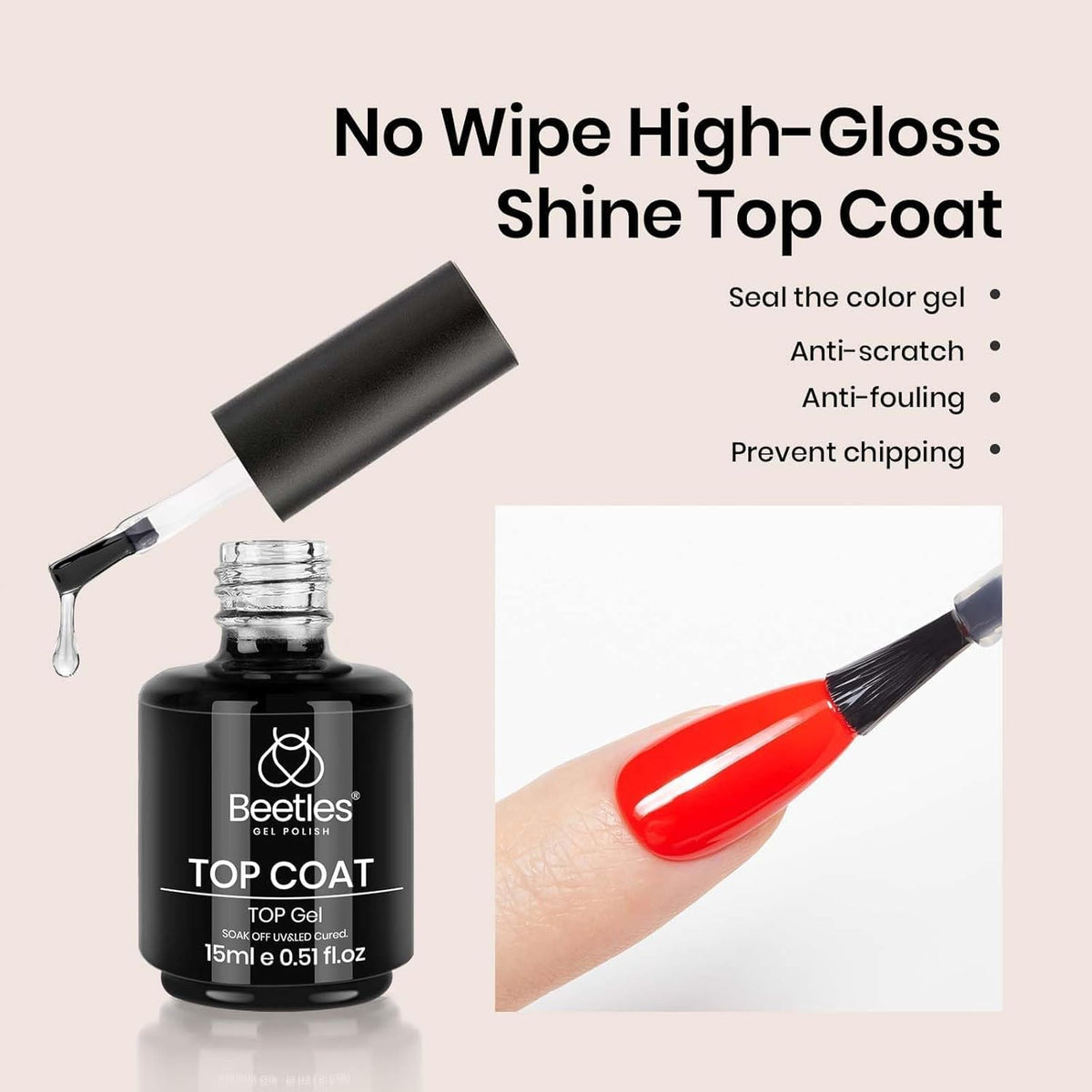 beetles glossy texture close-up highlighting chip-resistant high-shine surface