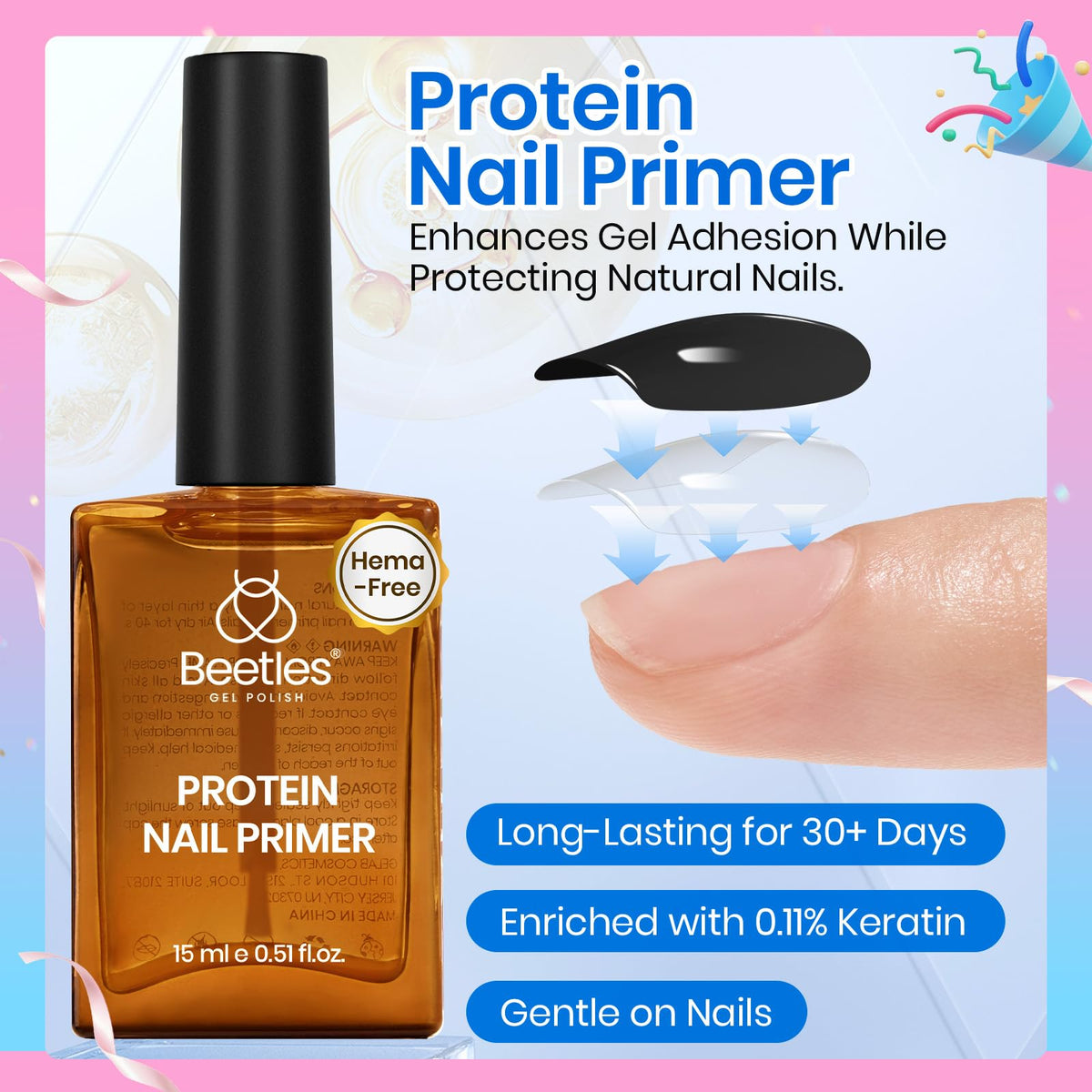 Beetles clear liquid texture close-up highlighting smooth consistency and gentle, non-greasy finish benefit