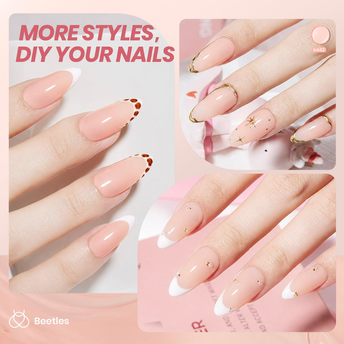 Beetles color swatch on nail wheel demonstrating buildable sheer finish benefit