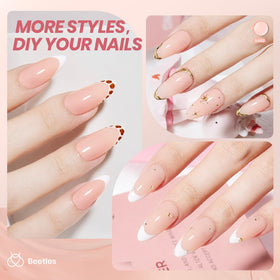 Beetles color swatch on nail wheel demonstrating buildable sheer finish benefit