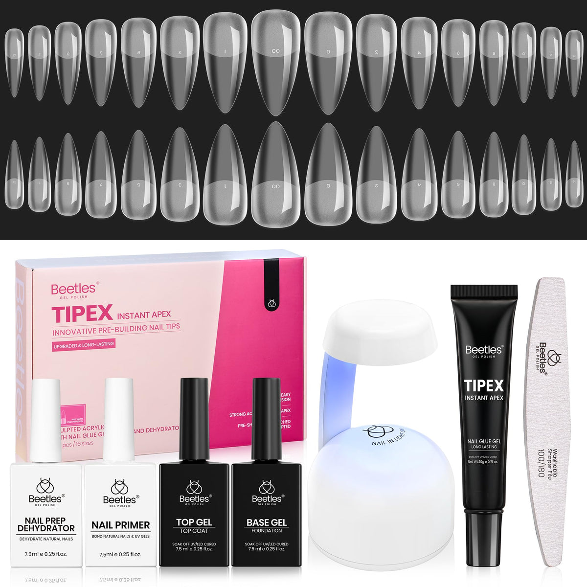 beetles Gel Polish packaging showing complete tip kit for easy setup