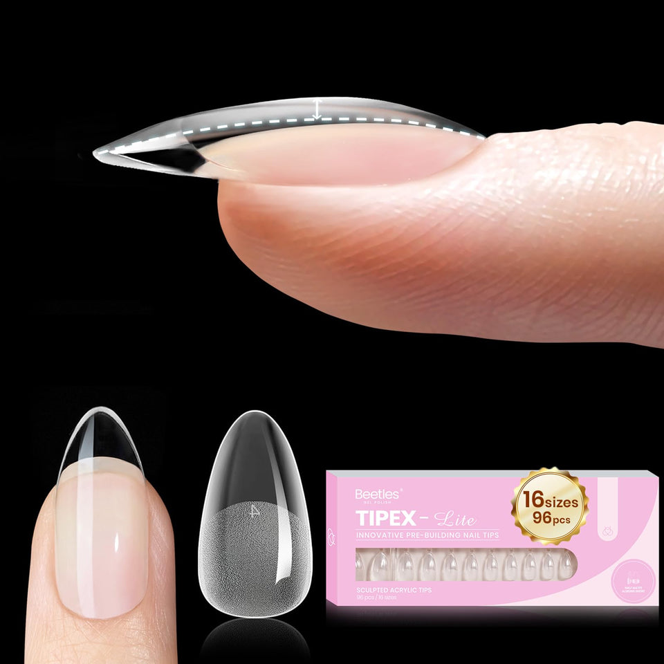 Beetles Gel Polish front packaging showing Tipex Lite tips and sizes