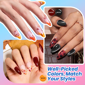 beetles topcoat collection showing glossy matte and cat eye bottles, versatile finishes benefit