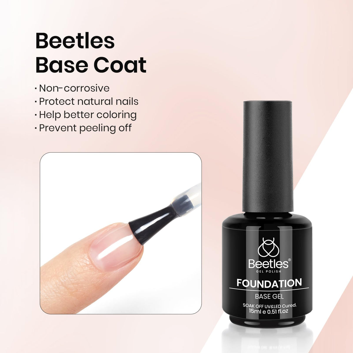 beetles Gel Polish topcoat sheen cured finish showing glossy protection and chip resistance