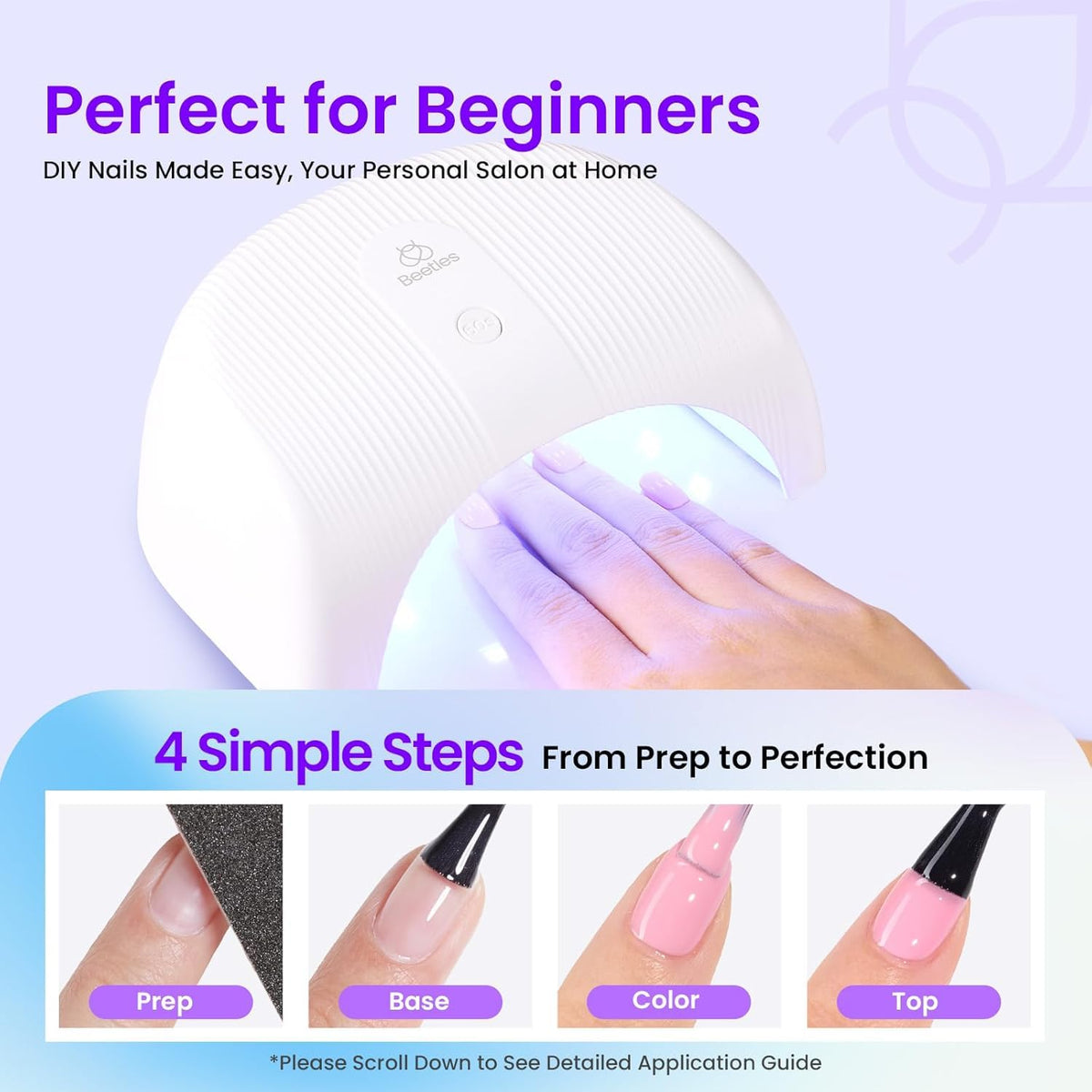 beetles uv lamp detail with sensor activated, quick consistent curing benefit