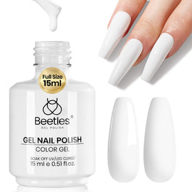 beetles gel polish bottle front view showing pure white shade and brand
