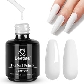 Beetles bottle front view showing white gel and label glossy finish
