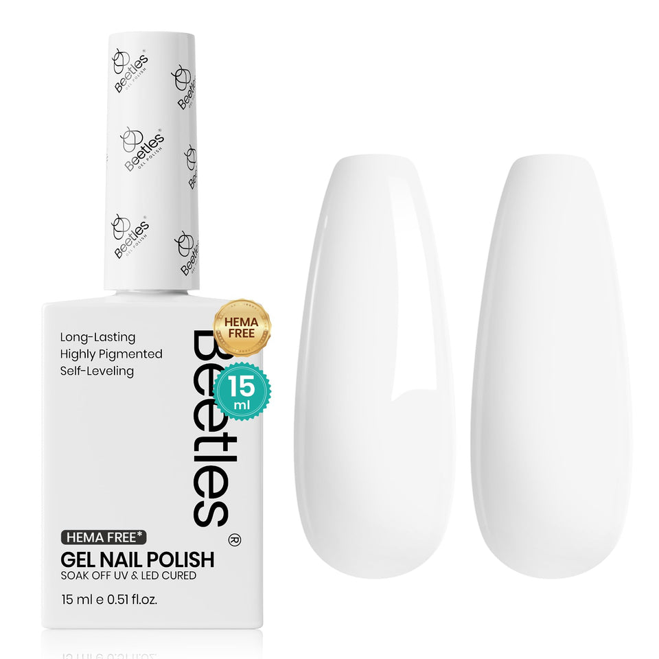 Beetles White Rhythm front bottle showing true-to-shade color and easy selection