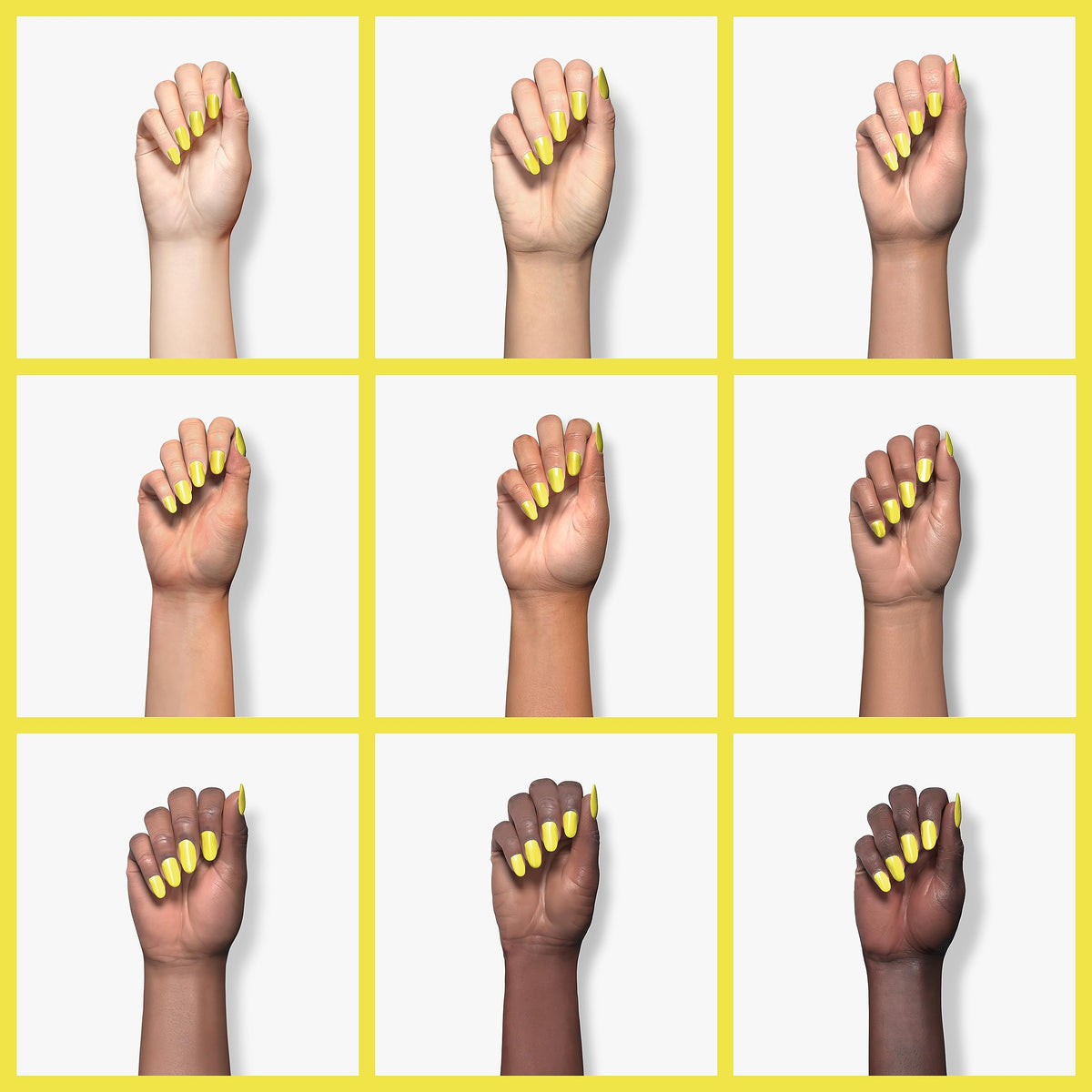 Beetles painted nail tip stroke, demonstrates vivid true yellow coverage