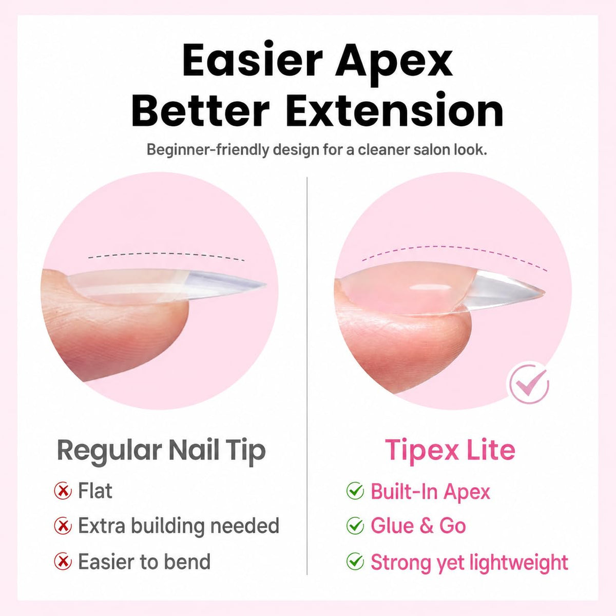 Beetles application on a natural nail illustrating fast glue-on, secure hold