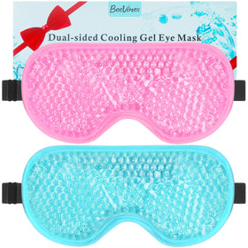 BeeVines front packaging showing two gel eye masks and box, clear benefits