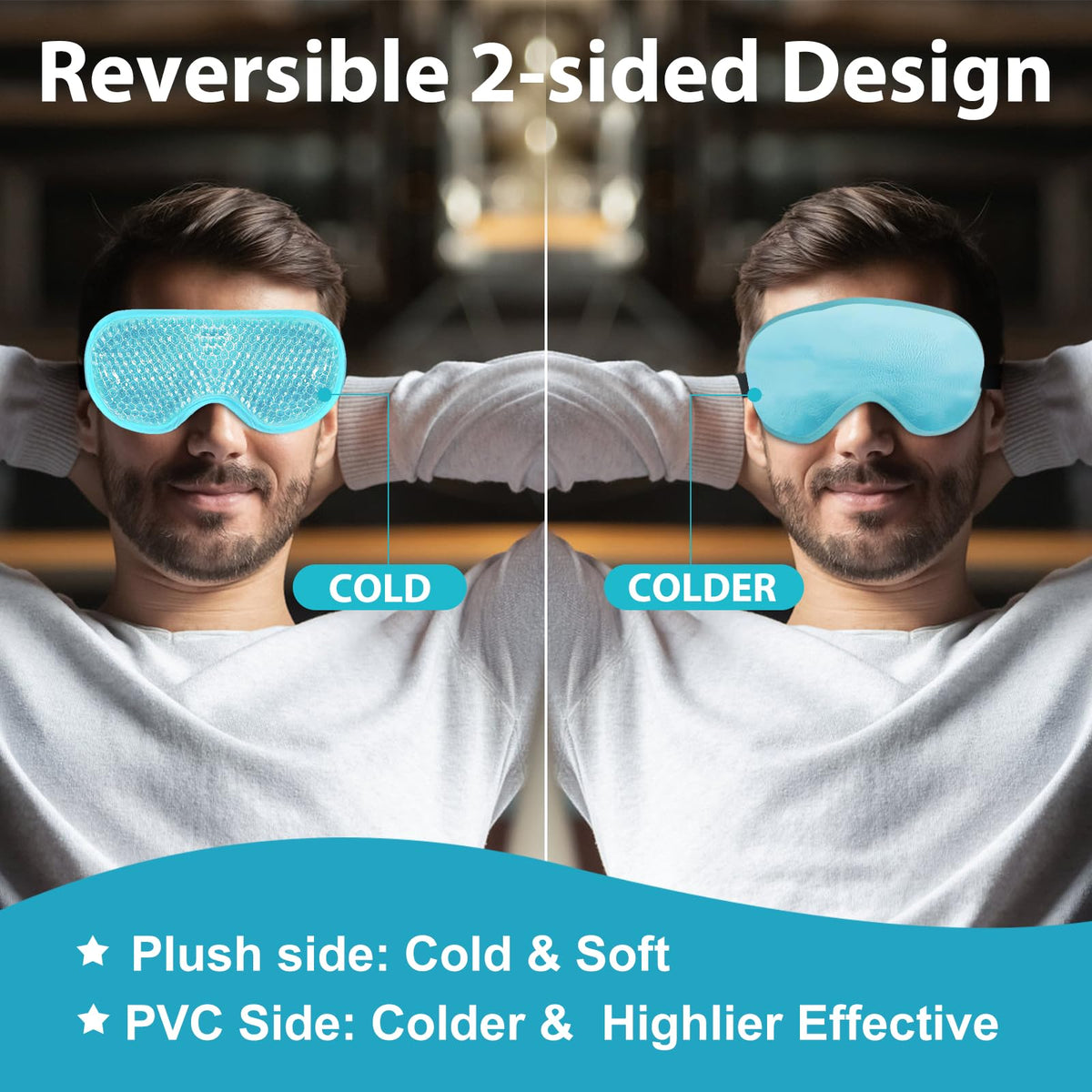 BeeVines reversible sides showing plush fabric and smooth gel, choose comfort