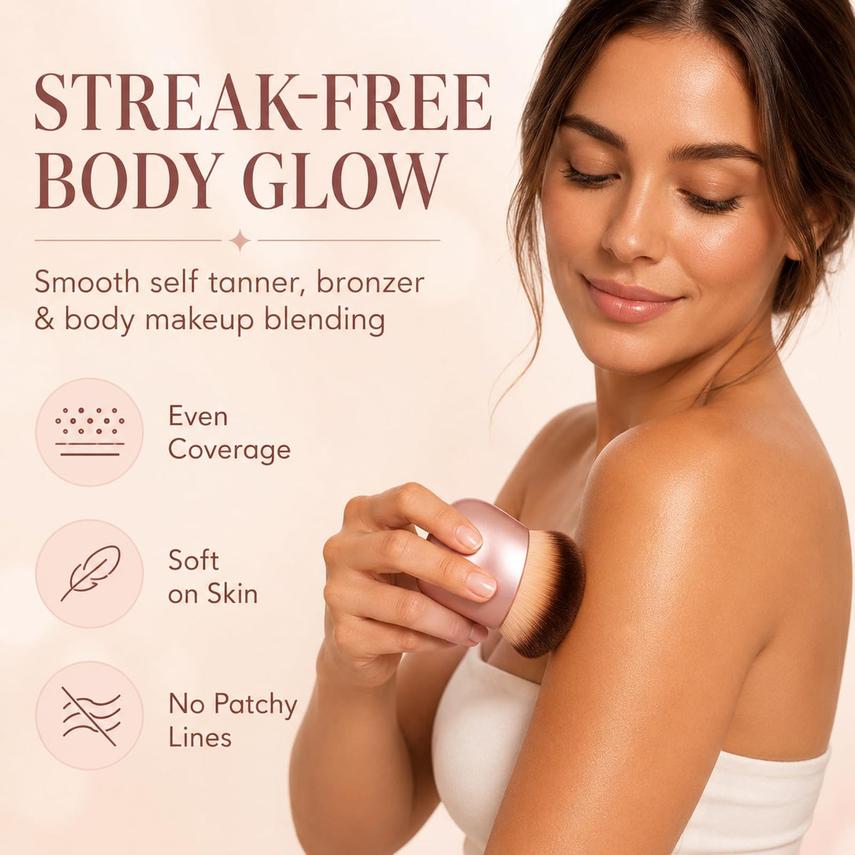 BeeYoYe brush applying self tanner to leg for streak-free finish
