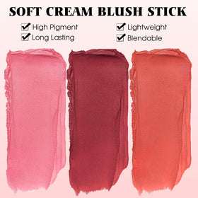 BEFIVECOK blush stick texture swatch on skin showing blendable matte finish