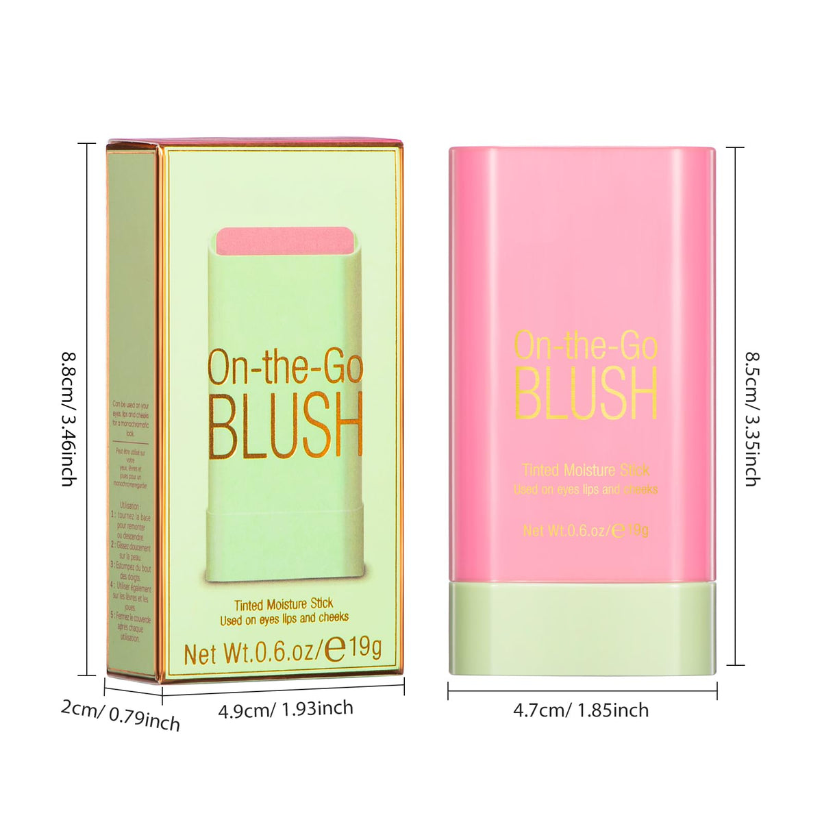 BEFIVECOK blush stick in a purse flatlay showcasing travel-friendly convenience