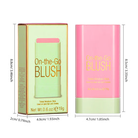 BEFIVECOK blush stick in a purse flatlay showcasing travel-friendly convenience