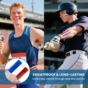 BEFIVECOK used by a baseball fan for sweat-resistant patriot face paint