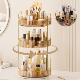 BEFSOP front view of amber three-tier organizer showing neat storage benefit