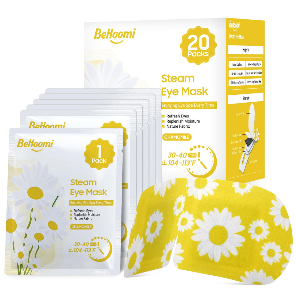 BeHoomi front packaging showing chamomile sachets and 20-pack convenience