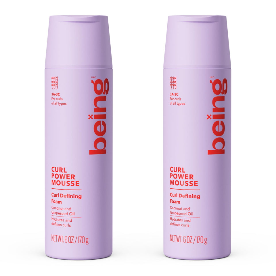 BEING INC front packaging showing mousse can and branding for clear identification and trust